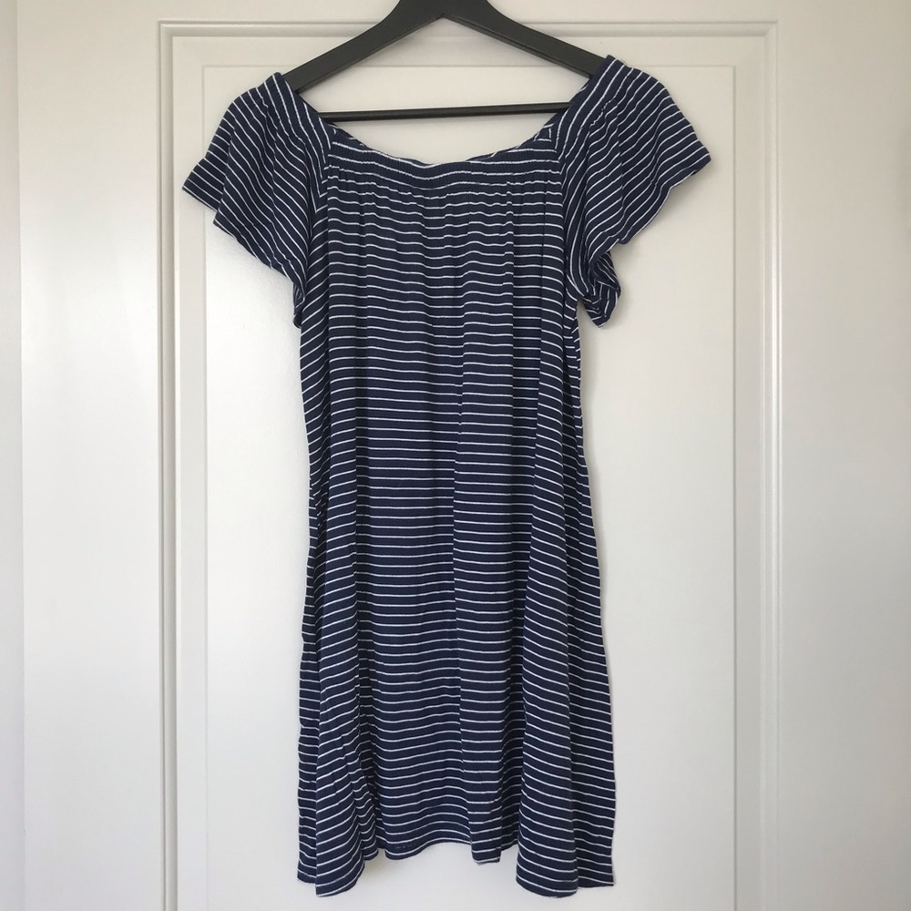 Striped Ruffle Sleeve Dress
